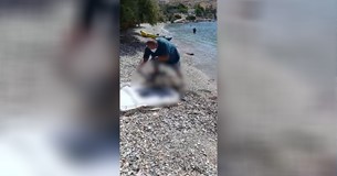 Τεράστια χελώνα ξεβράστηκε νεκρή στο Σαράντι - Δείτε βίντεο Τεράστια χελώνα ξεβράστηκε νεκρή στο Σαράντι - Δείτε βίντεο